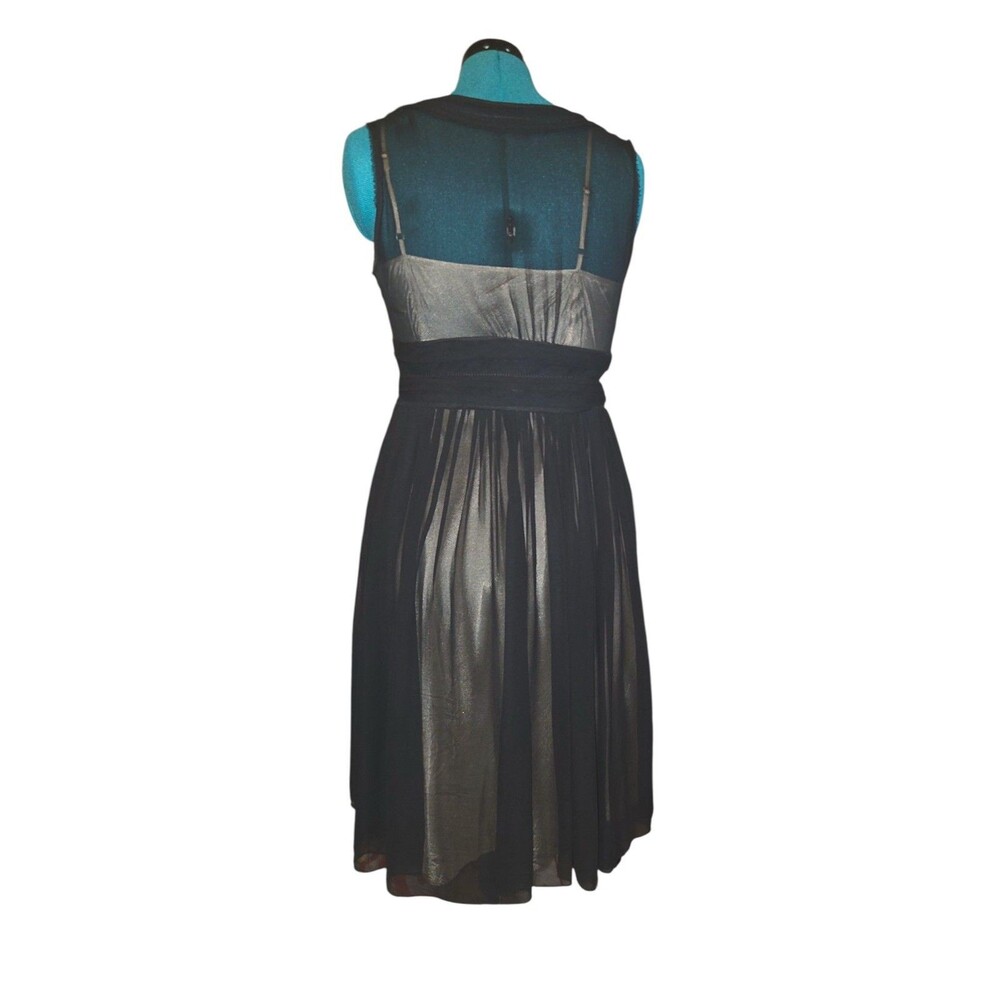 Banana Republic Size 10 Black Silk Empire A Line Dress Formal Dark Fairy - Picture 6 of 6